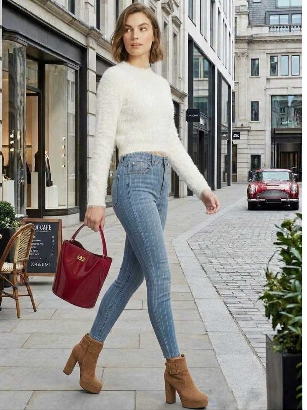 High Waisted Striped Denim Perfect Ankle Leggings NWT
